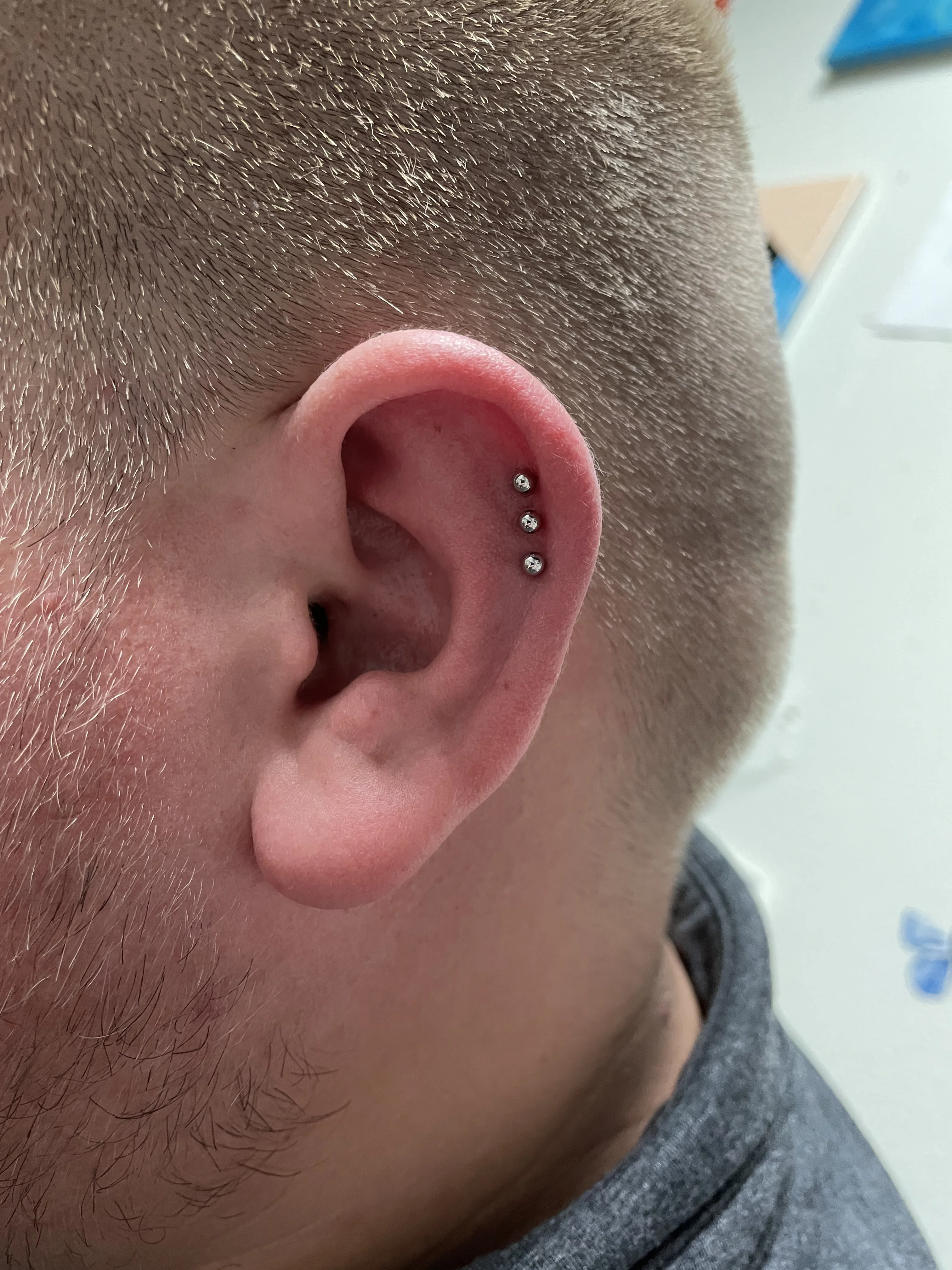 Front of triple helix — helix piercing